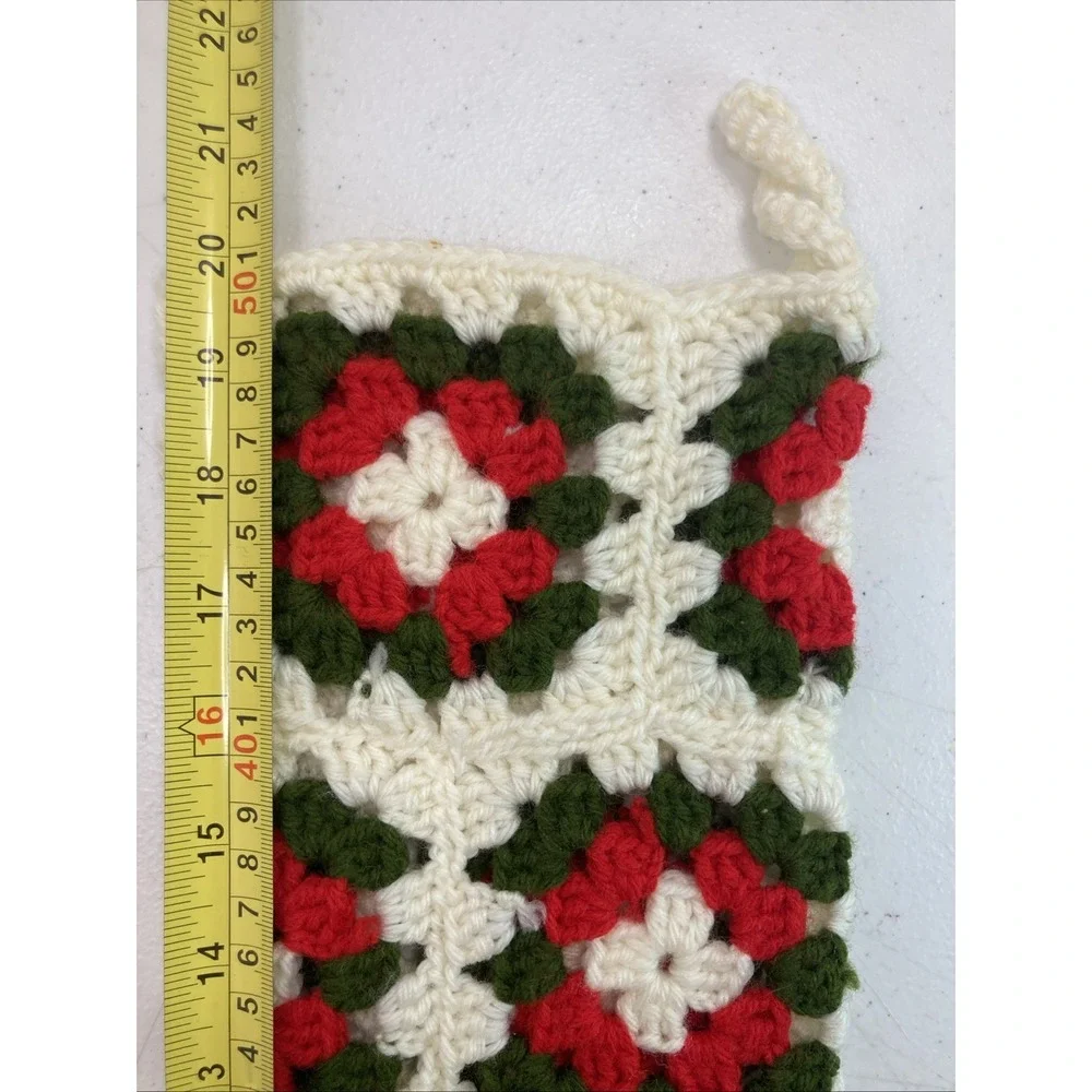 Three Vtg Granny Square Christmas Socking 21
